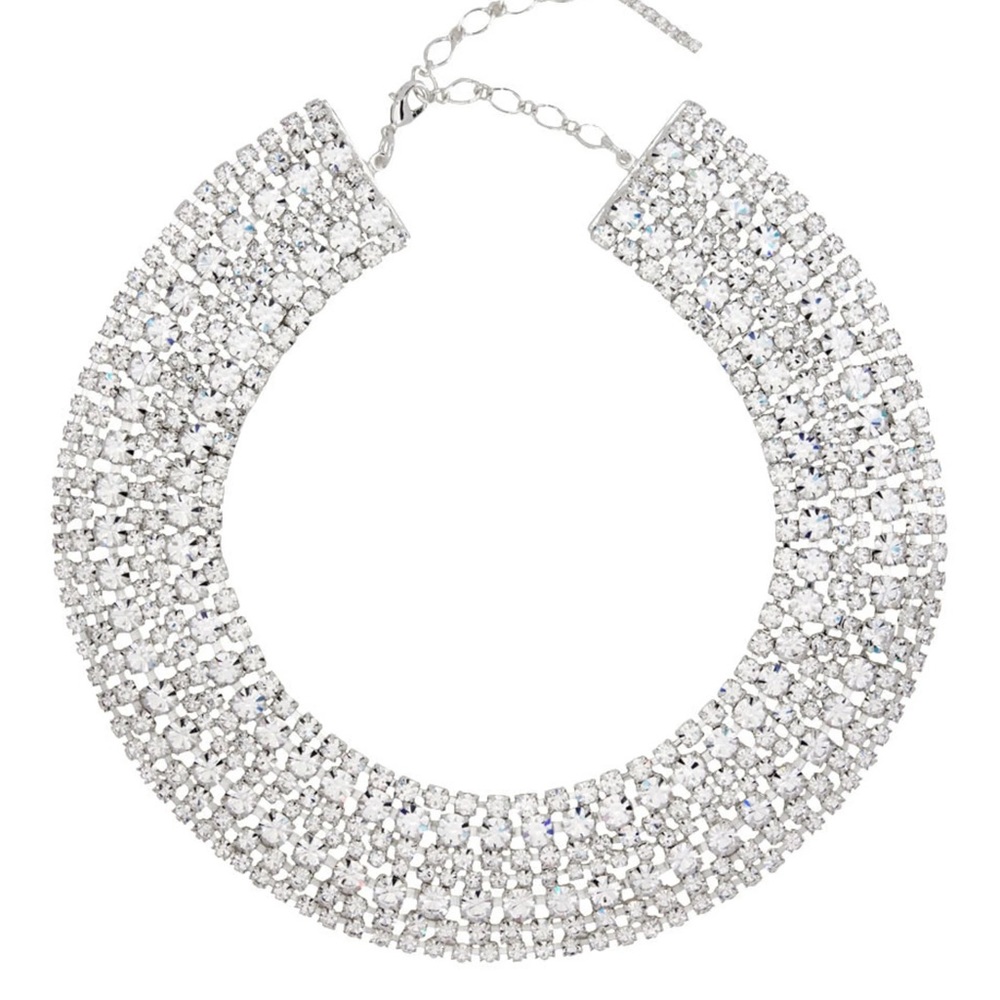 MAGDA BUTRYM Silver Diamante Collar Necklace